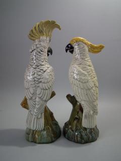  Minton Pair of Edwardian Mintons Majolica Parrots or Cockatoos - 1992003