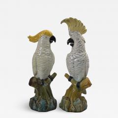  Minton Pair of Edwardian Mintons Majolica Parrots or Cockatoos - 1996485