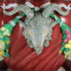  Minton Rare Pair Minton Majolica Rams Head Jardinieres Stands - 1981386