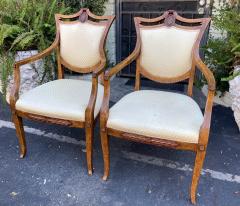  Minton Spidell Directoire Style Minton Spidell Burl Walnut Shield Back Arm Chairs a Pair - 2199753