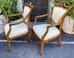 Minton Spidell Directoire Style Minton Spidell Burl Walnut Shield Back Arm Chairs a Pair - 2199763