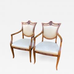  Minton Spidell Directoire Style Minton Spidell Burl Walnut Shield Back Arm Chairs a Pair - 2201861