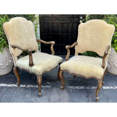  Minton Spidell Early 19th C Style Minton Spidell Regence Beige Velvet Arm Chairs a Pair - 2708260