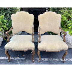  Minton Spidell Early 19th C Style Minton Spidell Regence Beige Velvet Arm Chairs a Pair - 2708261