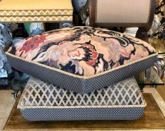  Minton Spidell Minton Spidell Double Pillow Form Needlepoint Footstool Ottoman on Casters - 1859333