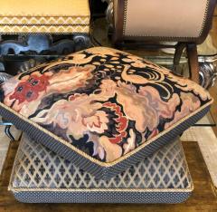  Minton Spidell Minton Spidell Double Pillow Form Needlepoint Footstool Ottoman on Casters - 1859337