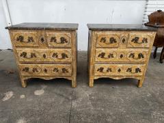  Minton Spidell Pair of Minton Spidell 3 Drawer Marble Top Antiqued Commodes - 4489034
