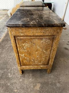  Minton Spidell Pair of Minton Spidell 3 Drawer Marble Top Antiqued Commodes - 4489095