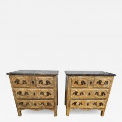  Minton Spidell Pair of Minton Spidell 3 Drawer Marble Top Antiqued Commodes - 4491044