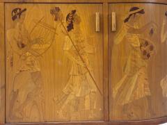  Mj lby Intarsia Erik Mattsson Art Deco Marquetry Glass Rare Bar Cart Sweden c 1939 - 4428055