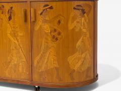  Mj lby Intarsia Erik Mattsson Art Deco Marquetry Glass Rare Bar Cart Sweden c 1939 - 4428058