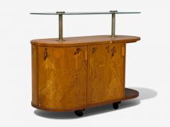  Mj lby Intarsia Erik Mattsson Art Deco Marquetry Glass Rare Bar Cart Sweden c 1939 - 4428059