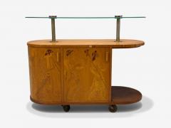  Mj lby Intarsia Erik Mattsson Art Deco Marquetry Glass Rare Bar Cart Sweden c 1939 - 4428060