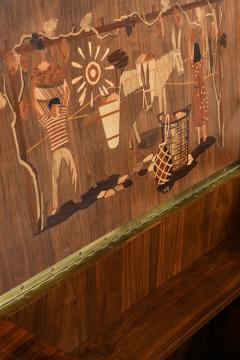  Mj lby Intarsia Rare Bar Trolley in Brass and Rosewood by Erik Matsson 1930s - 4555496