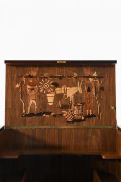  Mj lby Intarsia Rare Bar Trolley in Brass and Rosewood by Erik Matsson 1930s - 4555513