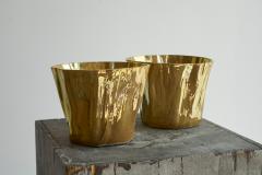  Mobach Kasper Mobach Pair of Golden Luster Glazed Studio Pottery Vases 1990s - 4582519