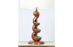  Modeline Mid Century Modern Sculpted Walnut Twist Table Lamps by Modeline of California - 2935977