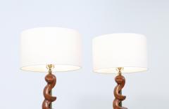  Modeline Mid Century Modern Sculpted Walnut Twist Table Lamps by Modeline of California - 2935981