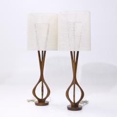  Modeline Modeline Mid Century Sculptural Walnut and Brass Table Lamps Pair - 4032604