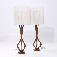  Modeline Modeline Mid Century Sculptural Walnut and Brass Table Lamps Pair - 4032605