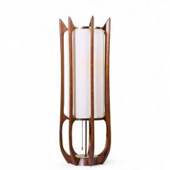  Modeline Modeline Model 635 Mid Century Sculptured Walnut and Brass Table Lamp - 4219110