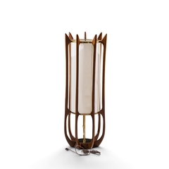  Modeline Modeline Model 635 Mid Century Sculptured Walnut and Brass Table Lamp - 4751589