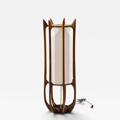  Modeline Modeline Model 635 Mid Century Sculptured Walnut and Brass Table Lamp - 4751773