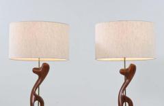  Modeline Modeline of California Sculpted Walnut Brass Table Lamps - 2241910