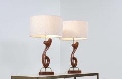  Modeline Modeline of California Sculpted Walnut Brass Table Lamps - 2241912
