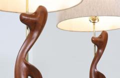  Modeline Modeline of California Sculpted Walnut Brass Table Lamps - 2241913