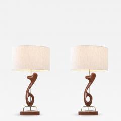  Modeline Modeline of California Sculpted Walnut Brass Table Lamps - 2244401