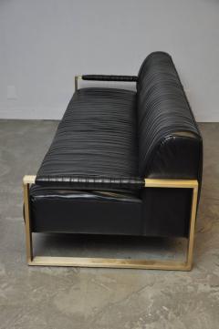  Modern Drama Modern Drama Pleated Leather Sofa with Brushed Brass Frames - 441664