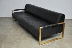  Modern Drama Modern Drama Pleated Leather Sofa with Brushed Brass Frames - 441665