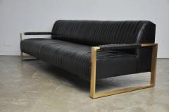  Modern Drama Modern Drama Pleated Leather Sofa with Brushed Brass Frames - 441666