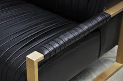  Modern Drama Modern Drama Pleated Leather Sofa with Brushed Brass Frames - 441668