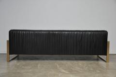  Modern Drama Modern Drama Pleated Leather Sofa with Brushed Brass Frames - 441670