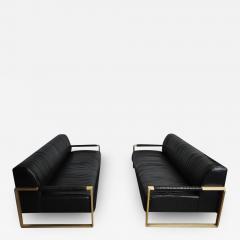  Modern Drama Modern Drama Pleated Leather Sofa with Brushed Brass Frames - 446128