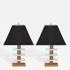  Modernage Furniture Company Pair of Glass and Wood Lamps Attributed to Modernage - 193840