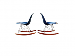  Modernica Eames Modernica Case Study Side Shell Rocking Chair Pair Fiberglass Chrome Wood - 2547689