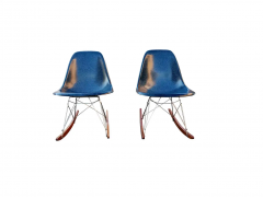  Modernica Eames Modernica Case Study Side Shell Rocking Chair Pair Fiberglass Chrome Wood - 2547693