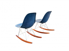  Modernica Eames Modernica Case Study Side Shell Rocking Chair Pair Fiberglass Chrome Wood - 2547700