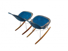  Modernica Eames Modernica Case Study Side Shell Rocking Chair Pair Fiberglass Chrome Wood - 2547704