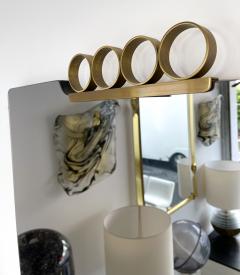  Modernindustria Pair of Mirrors Brass Disc Gray Tinted Glass by Modernindustria Italy 1970s - 2746673