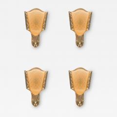 Moe Bridges Co SET of 4 Moe Bridges American Art Deco Slip Shade Sconces - 4708639