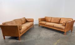  Mogens Hansen Pair of Three Seat Leather Sofas in Original Leather by Mogens Hansen - 4484361