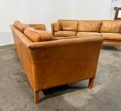  Mogens Hansen Pair of Three Seat Leather Sofas in Original Leather by Mogens Hansen - 4484365