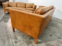  Mogens Hansen Pair of Three Seat Leather Sofas in Original Leather by Mogens Hansen - 4484368