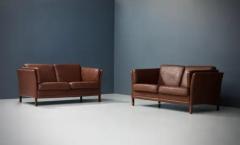  Mogens Hansen Set of Two Two Seat Sofa s in Leather by Mogens Hansen Denmark 1960s - 3653766