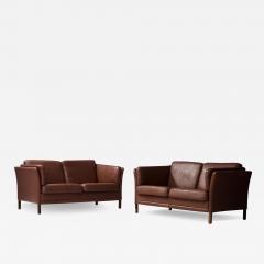  Mogens Hansen Set of Two Two Seat Sofa s in Leather by Mogens Hansen Denmark 1960s - 3662014