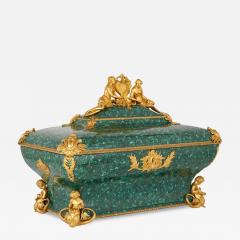  Monbro Fils Ain Antique gilt bronze and malachite casket by Monbro Fils Ain  - 2440525